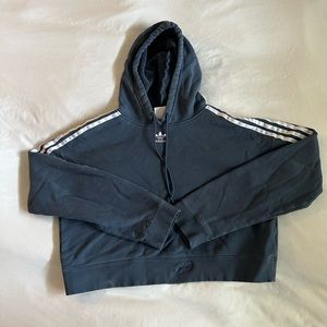 Blue adidas cropped hoodie size xs